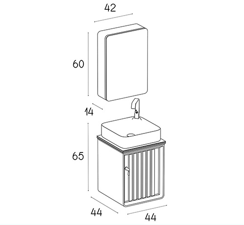 کابینت روشویی چوب و پی وی سی مدل L-013